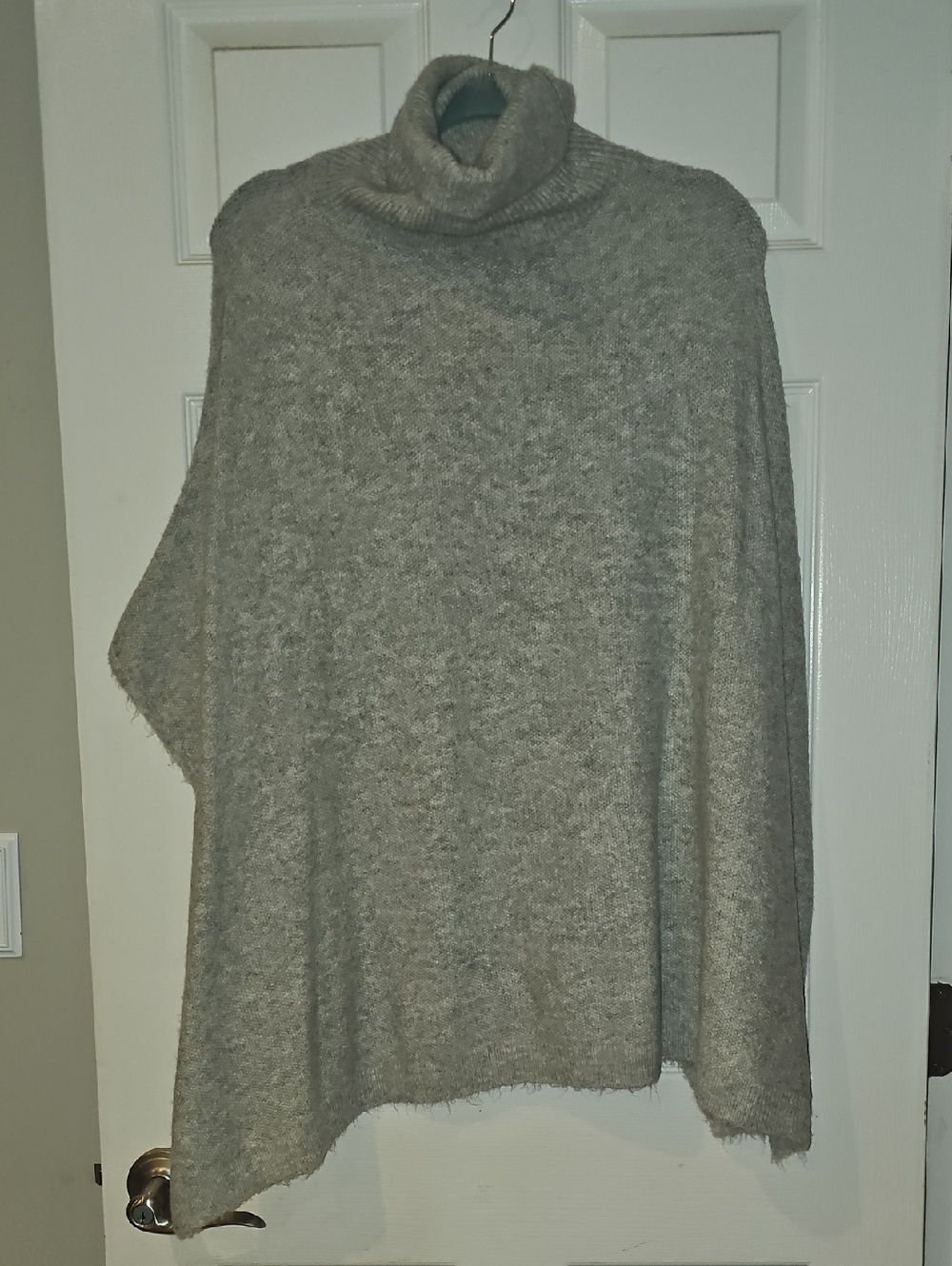 JustFab Light Gray Cowl Neck Poncho Sweater